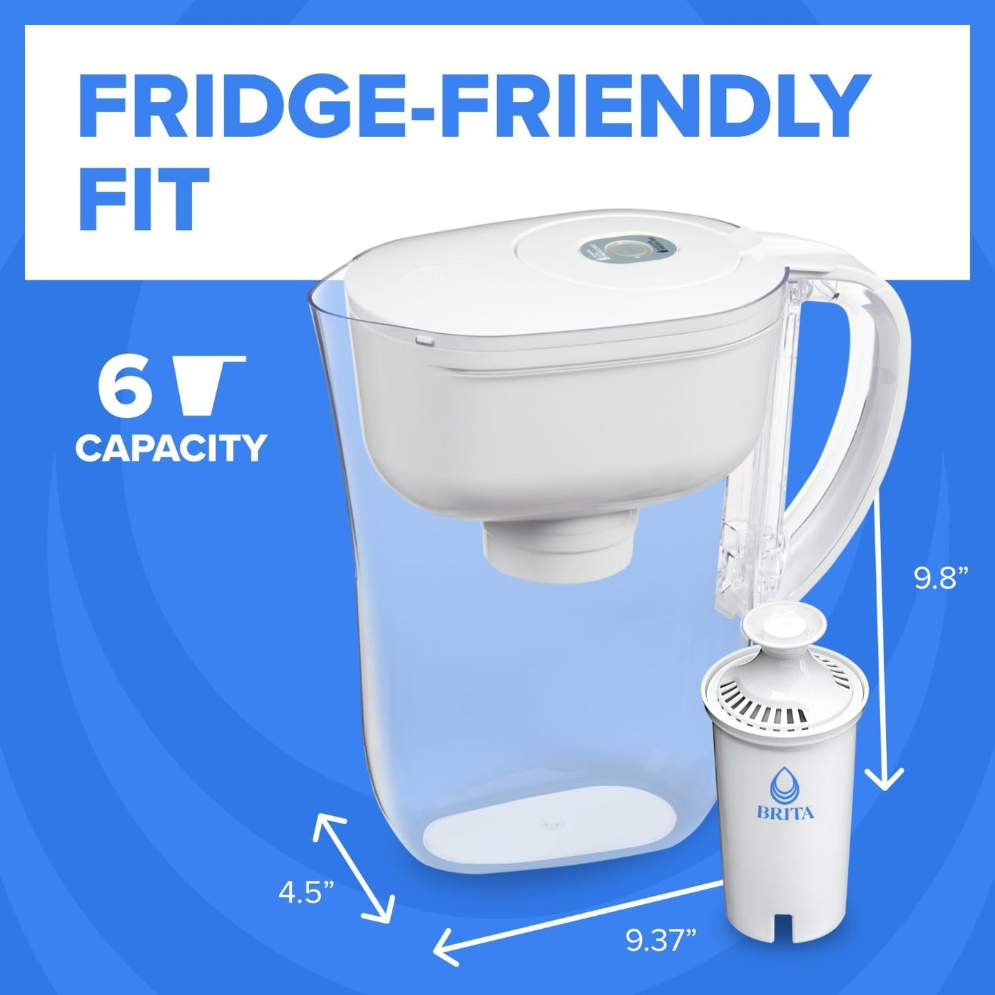 6 Cup Water Filter Pitcher with SmartLight Indicator, BPA Free, Eco Friendly, Re6