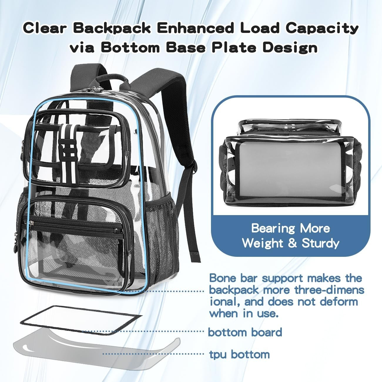 Clear Kids Backpack for School, Heavy Duty 16in Book Bag for Boys & Girls 6 106