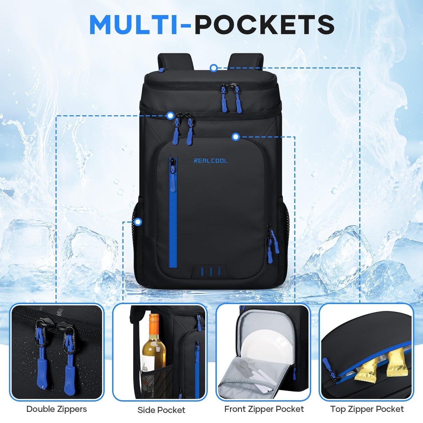 Insulated Cooler Backpack for 33 Cans - Leakproof, Waterproof, Anti-Theft, Ideal2