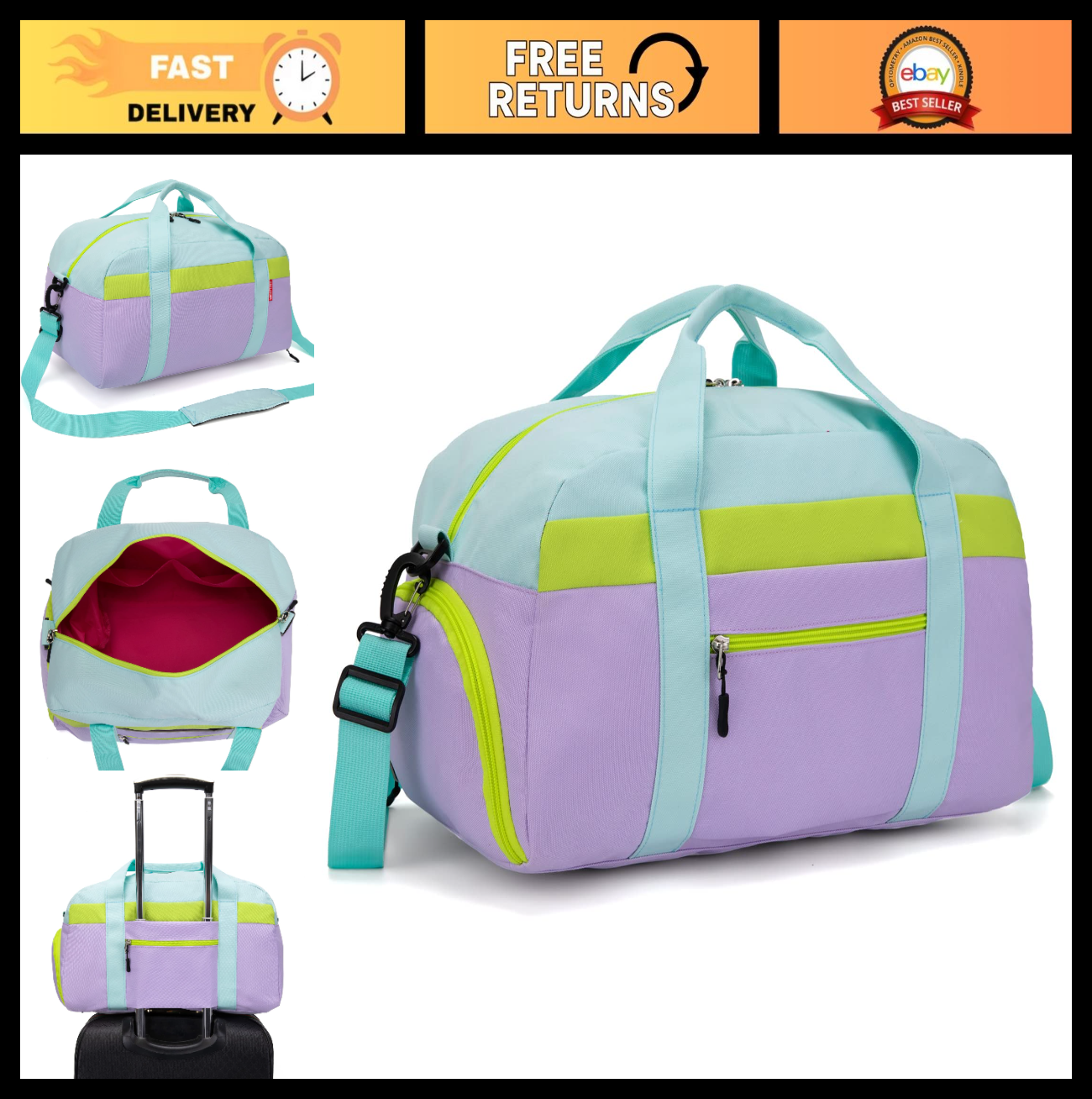 Kids 18" Light Green Duffle Bag for Boys & Girls - Perfect for Weekend, Sports &0