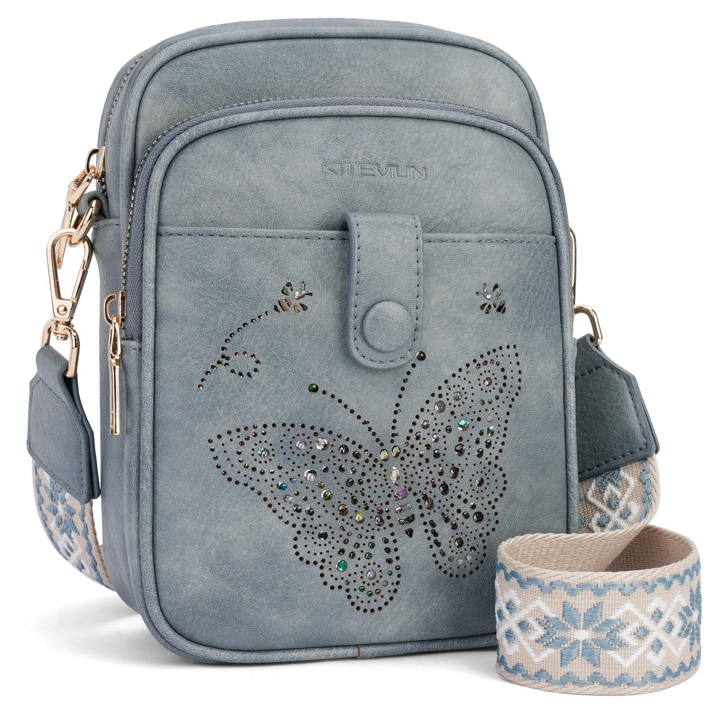 Leather Crossbody Bag for Women - Small Shoulder Purse with Adjustable Strap & R1