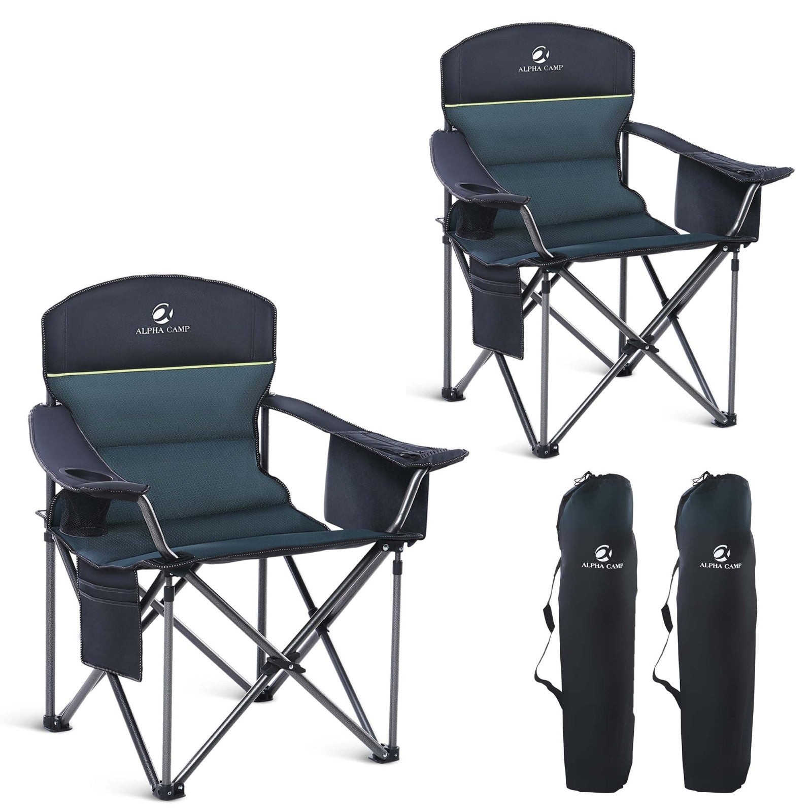 Oversized Portable Folding Camping Chair - Heavy Duty Padded, 450LBS Support, Cu1