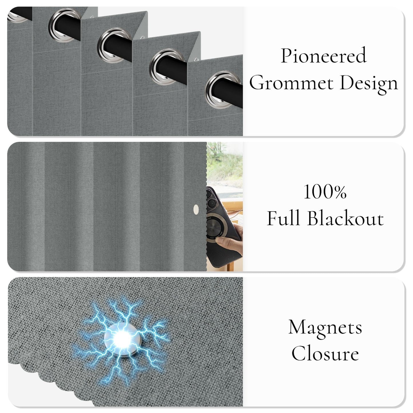Privacy Room Divider Curtains for Sliding Glass Door   1 Panel, Grey, W52 x L906