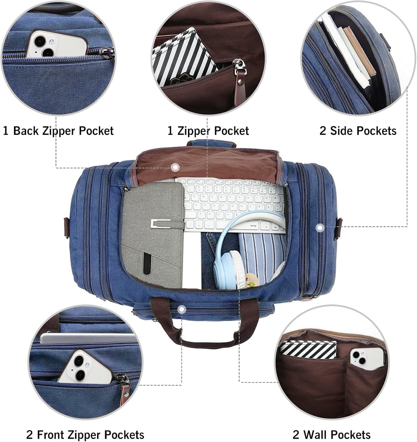 Large Canvas Duffle Bag - Outdoor Shoulder Tote, Overnight Travel Luggage, Weeke4