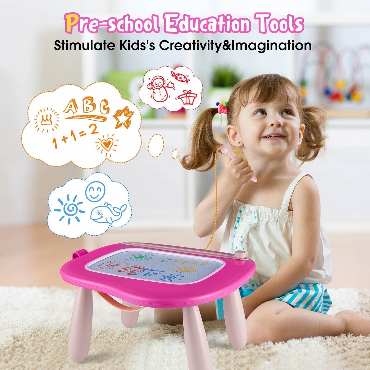 Magnetic Drawing Board for Toddlers - Erasable Doodle Toy for Home & Travel, Age5