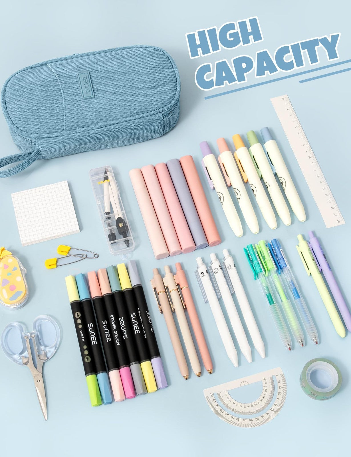 Cute Large Pencil Case Pouch   Aesthetic Zipper Bag for School Supplies, Kawaii2