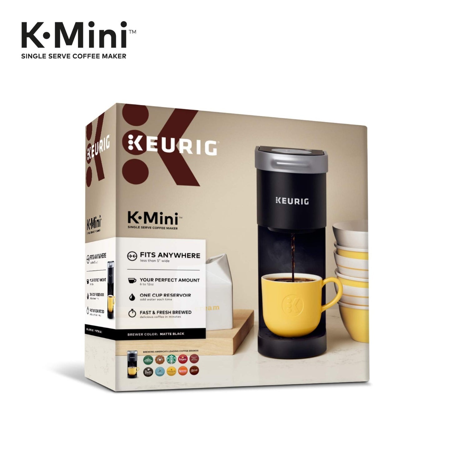Compact Single Serve Coffee Maker, 6-12oz Brew Size, Cord Storage, Ideal for Sma12