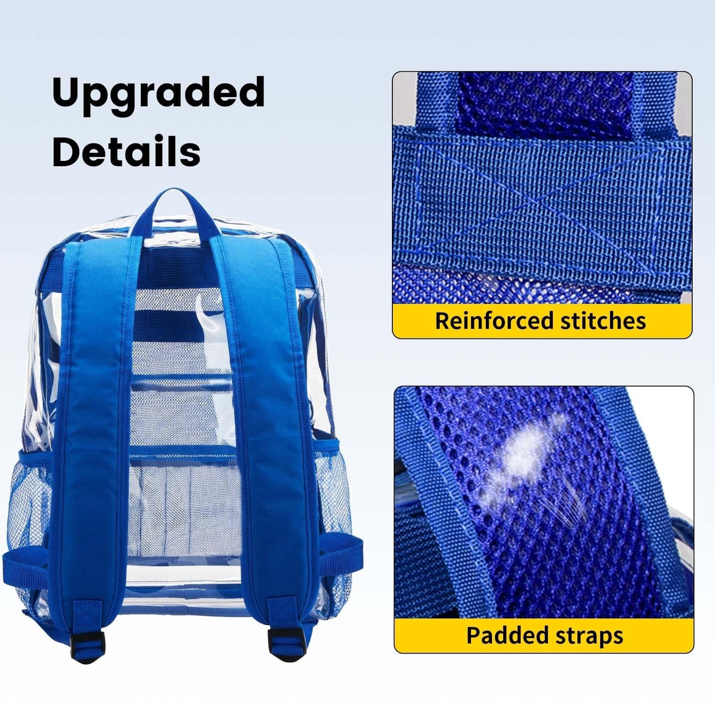 Heavy Duty Clear PVC Backpack with Reinforced Straps - Large Capacity for Colleg4