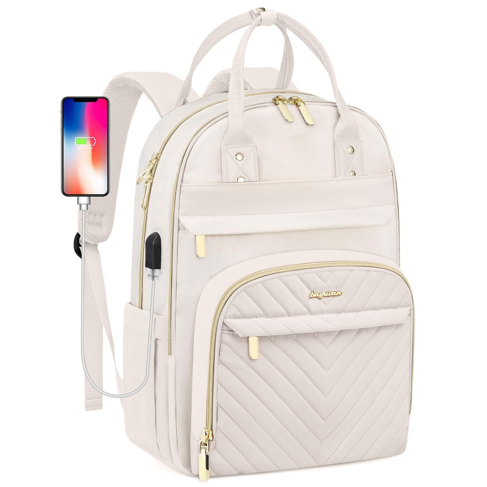 Stylish 15.6" Laptop Backpack for Women   Waterproof Travel Bag with USB Charger1