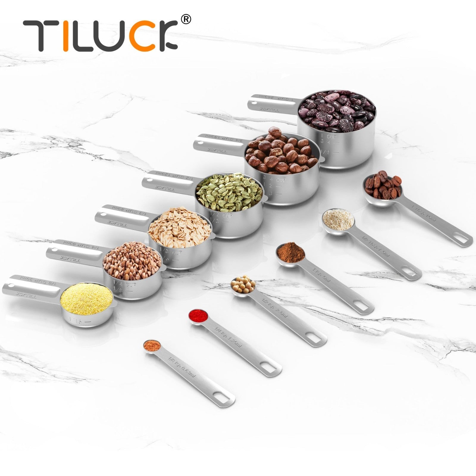 Stainless Steel Measuring Cups & Spoons Set   Nesting Kitchen Tools for Cooking5