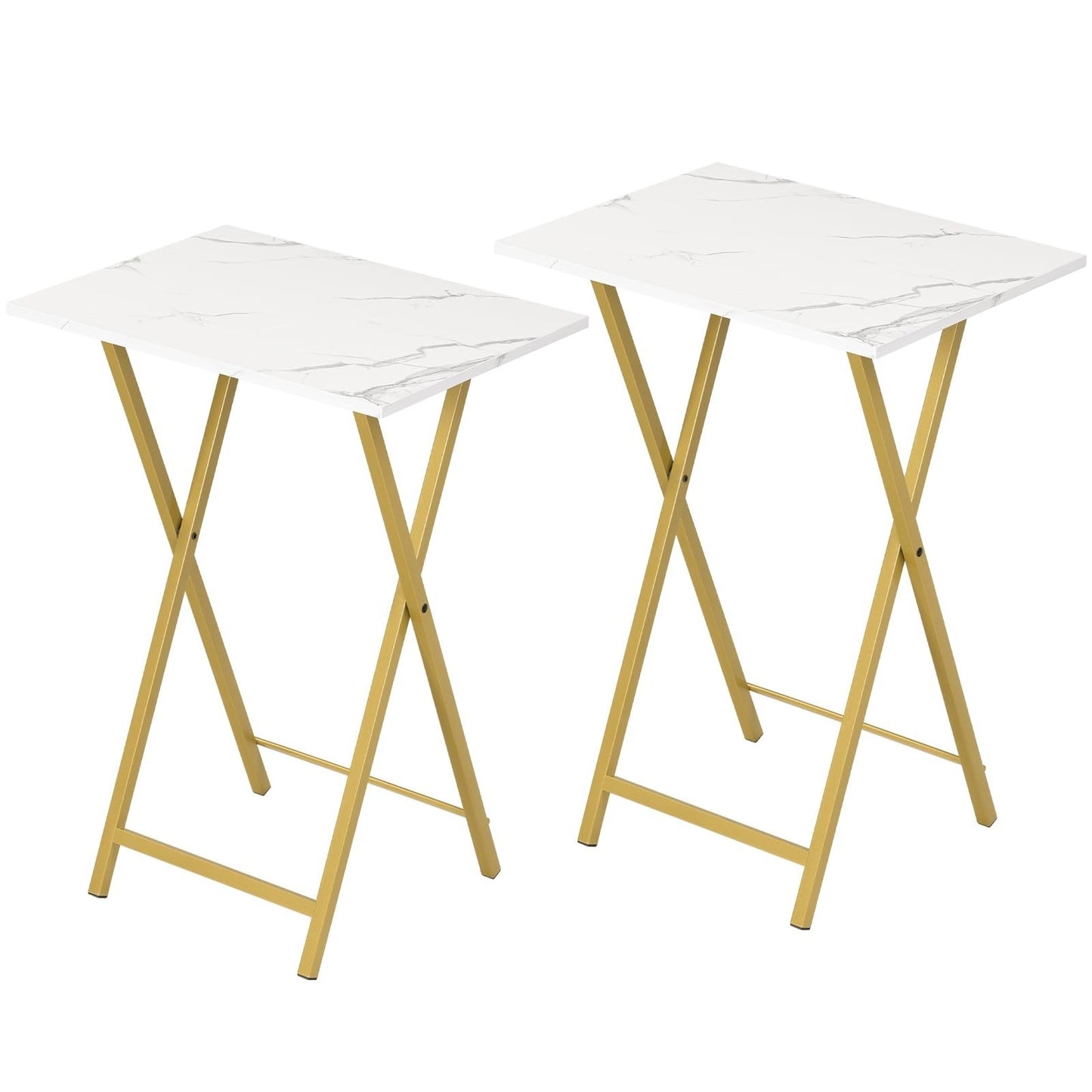 Folding TV Tray Tables Set of 2 - Space-Saving Snack Tables for Couch, Easy Asse1