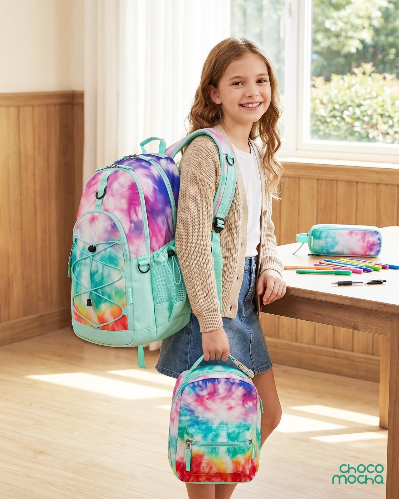Daisy Blue Girls School Backpack Set with Lunch Box   18" Teen Backpack, 3 Pcs2
