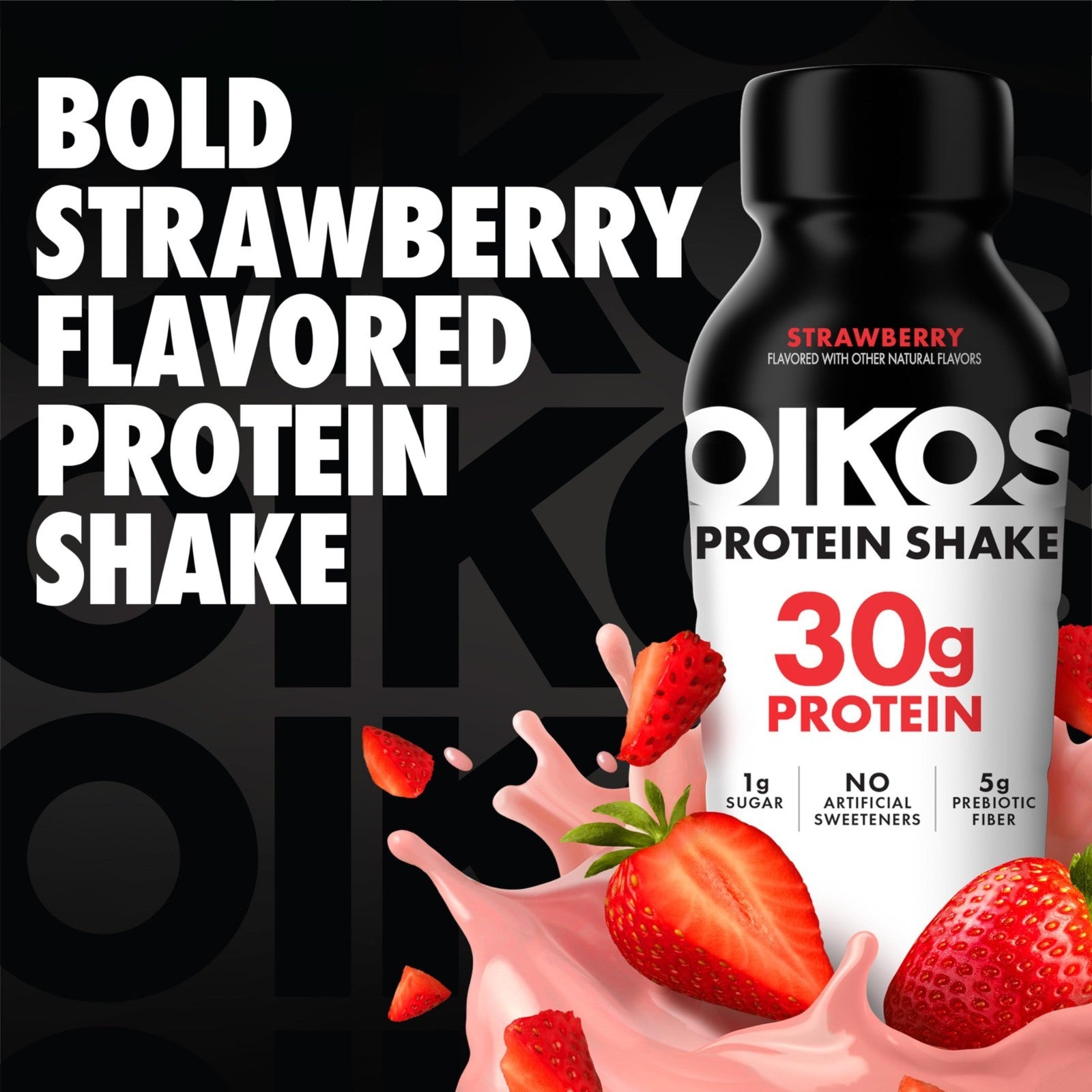 High Protein Strawberry Shake, Ready to Drink, 30g Protein, 5g Prebiotic Fiber,3