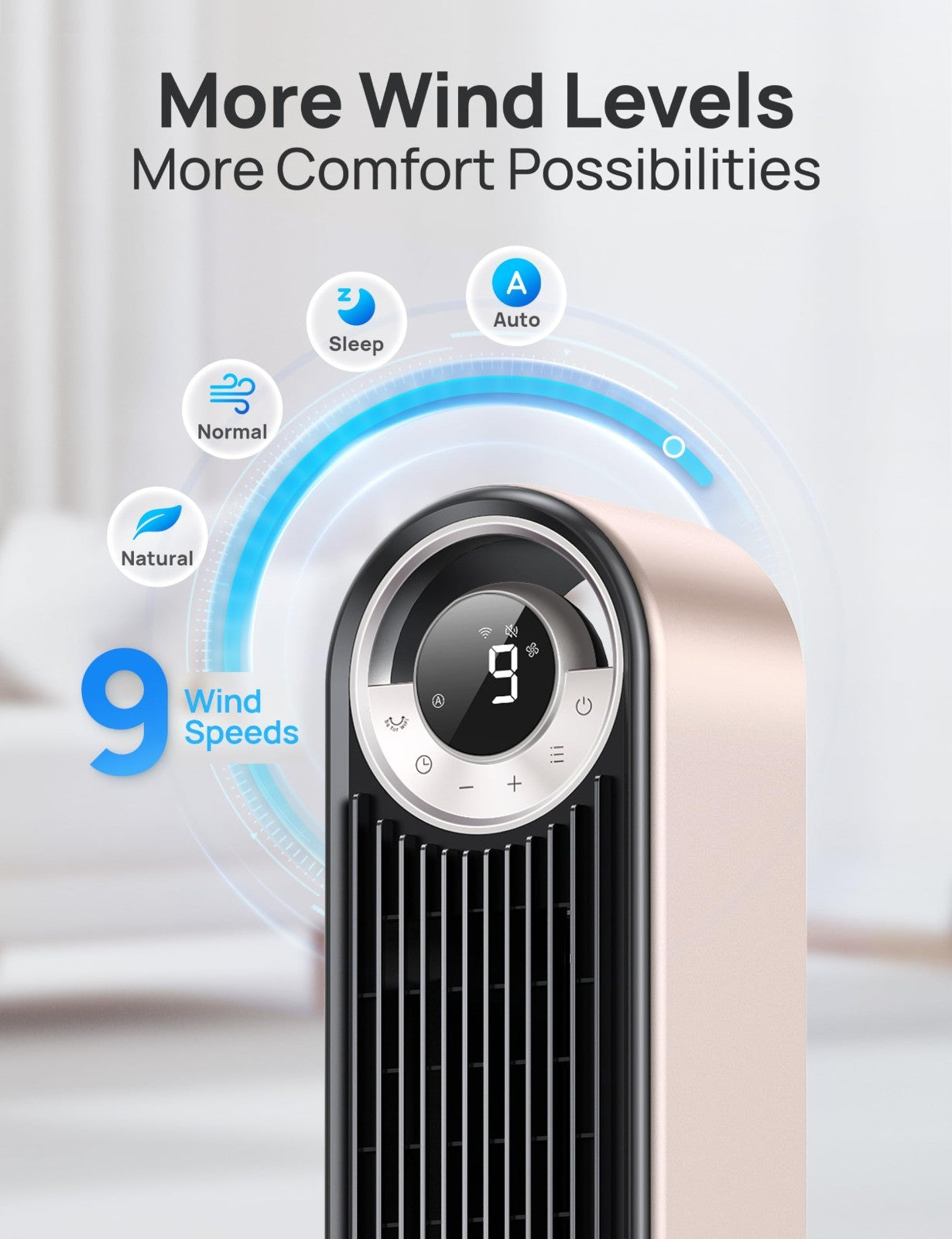 Oscillating Tower Fan for Bedroom   90° Rotation, 20dB Quiet, 9 Speeds, Remote &5