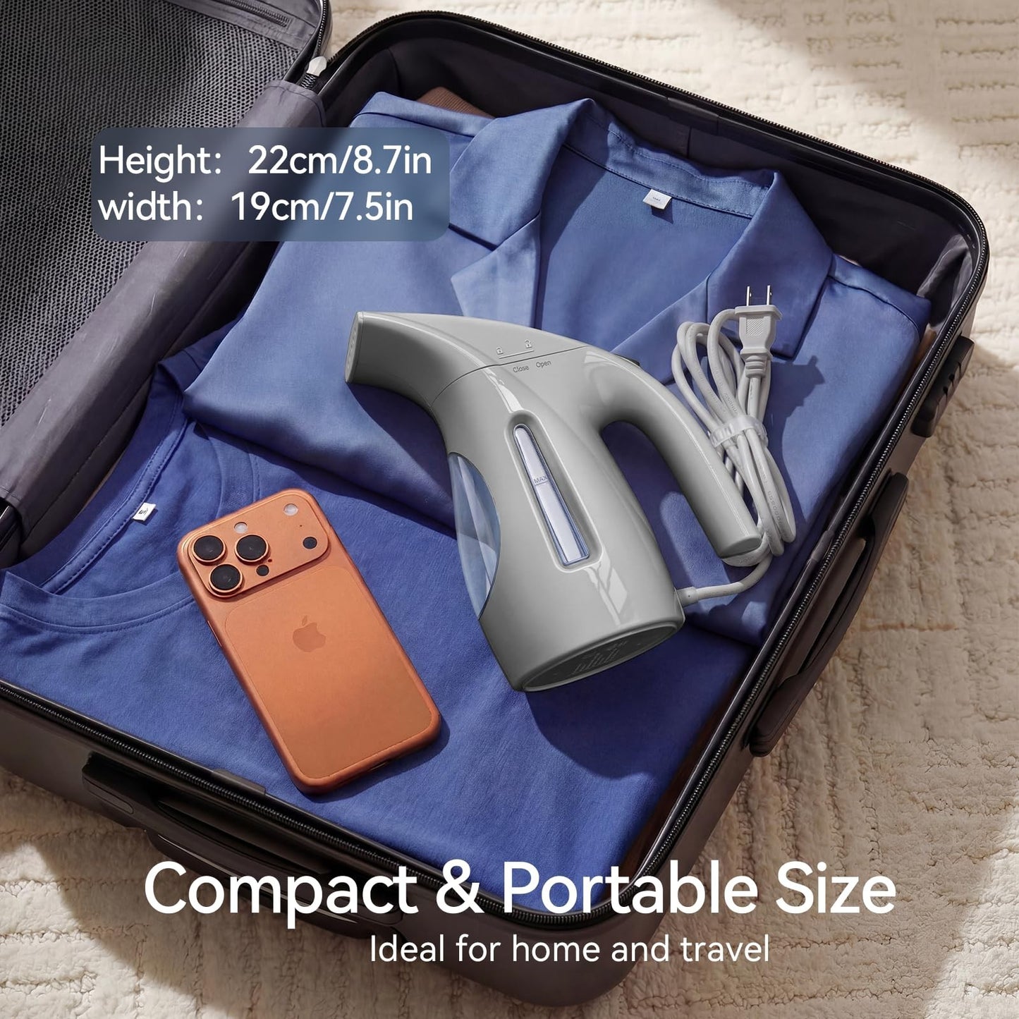 Portable Handheld Clothes Steamer, 1100W Fast Heat, 300ml Capacity, No Leak, Tra7