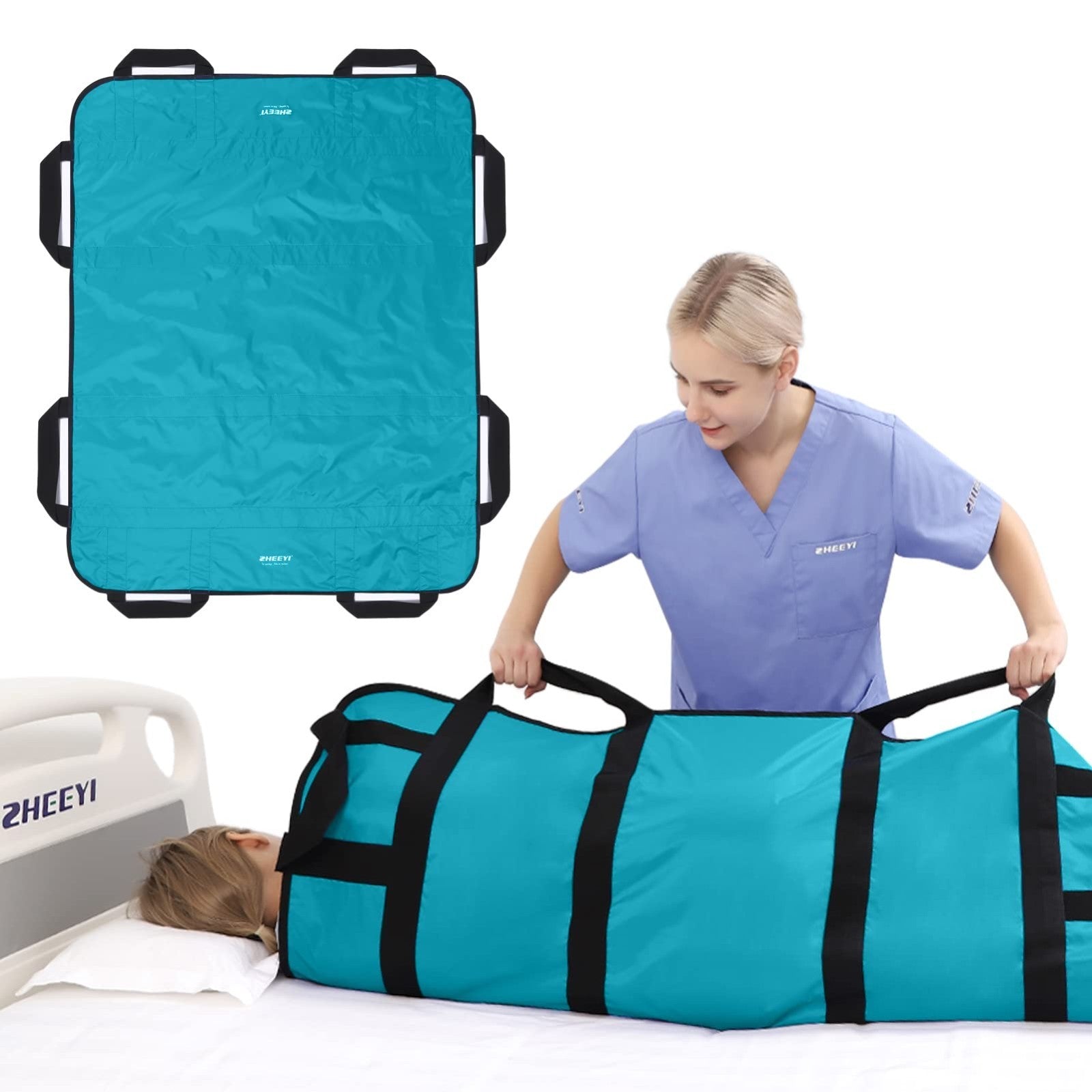 48"x40" Reusable Bed Pad with Handles   Washable Patient Sheet for Lifting & Rep1