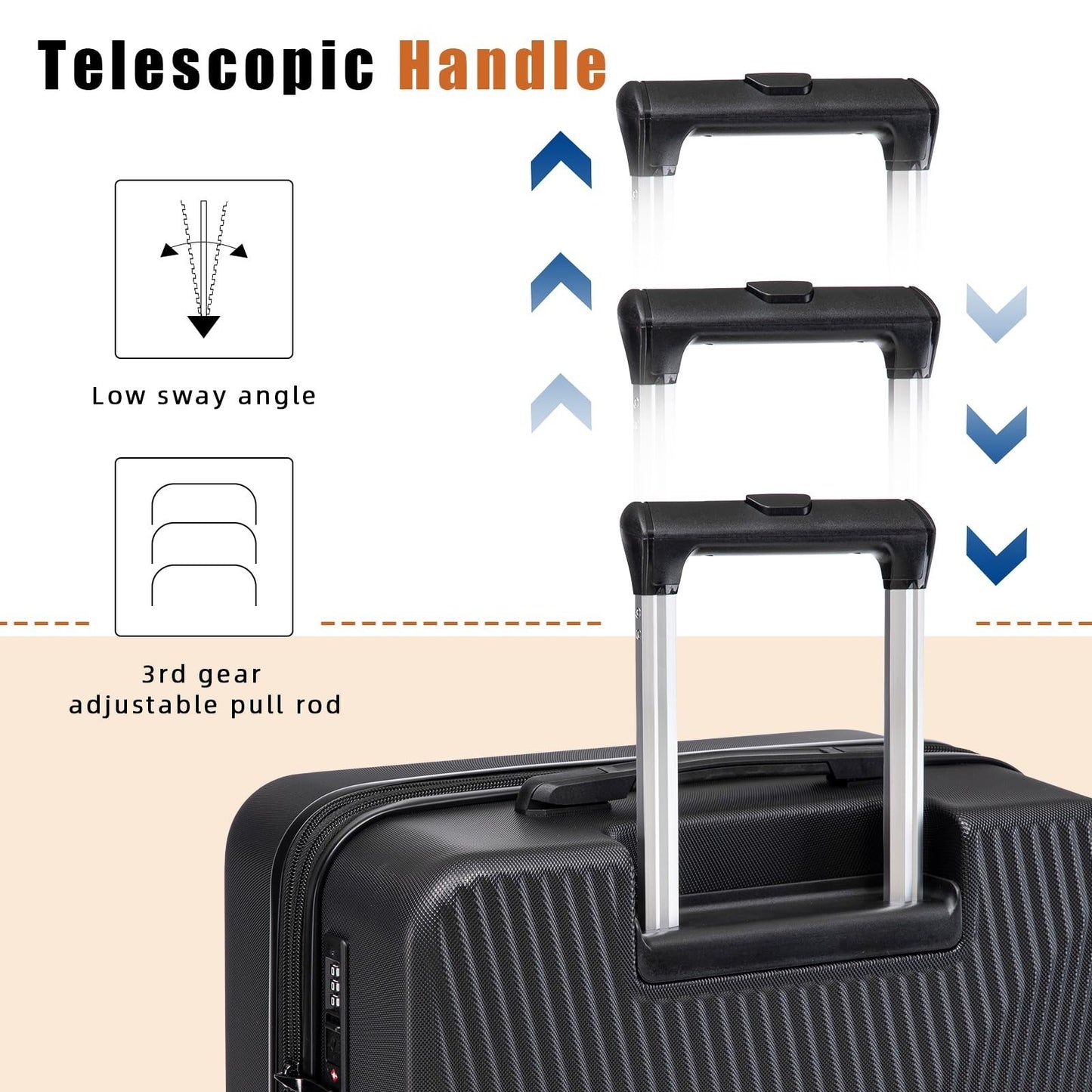 3-Piece Hardcase Carry-On Luggage Set 20" Black - TSA Approved, Scratch Resistan4