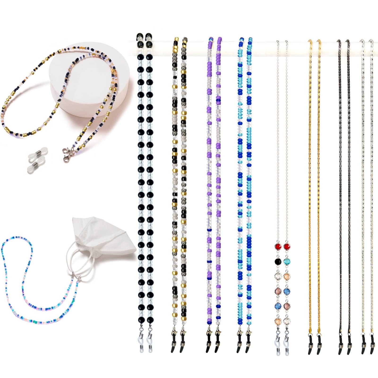 Beaded Eyeglass Chain - 8 Pcs Stylish Glasses Strap Holders for Women, Neck Acce1