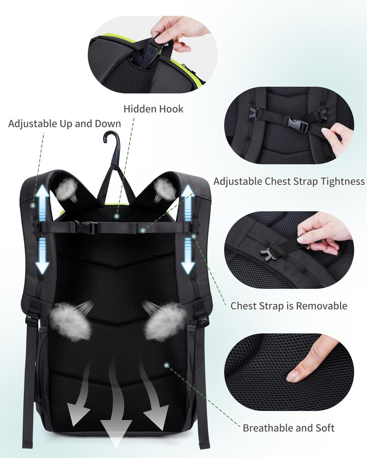 Waterproof Pickleball Bag with Shoe Compartment & Fence Hook | 30L, 2 Pockets, A6