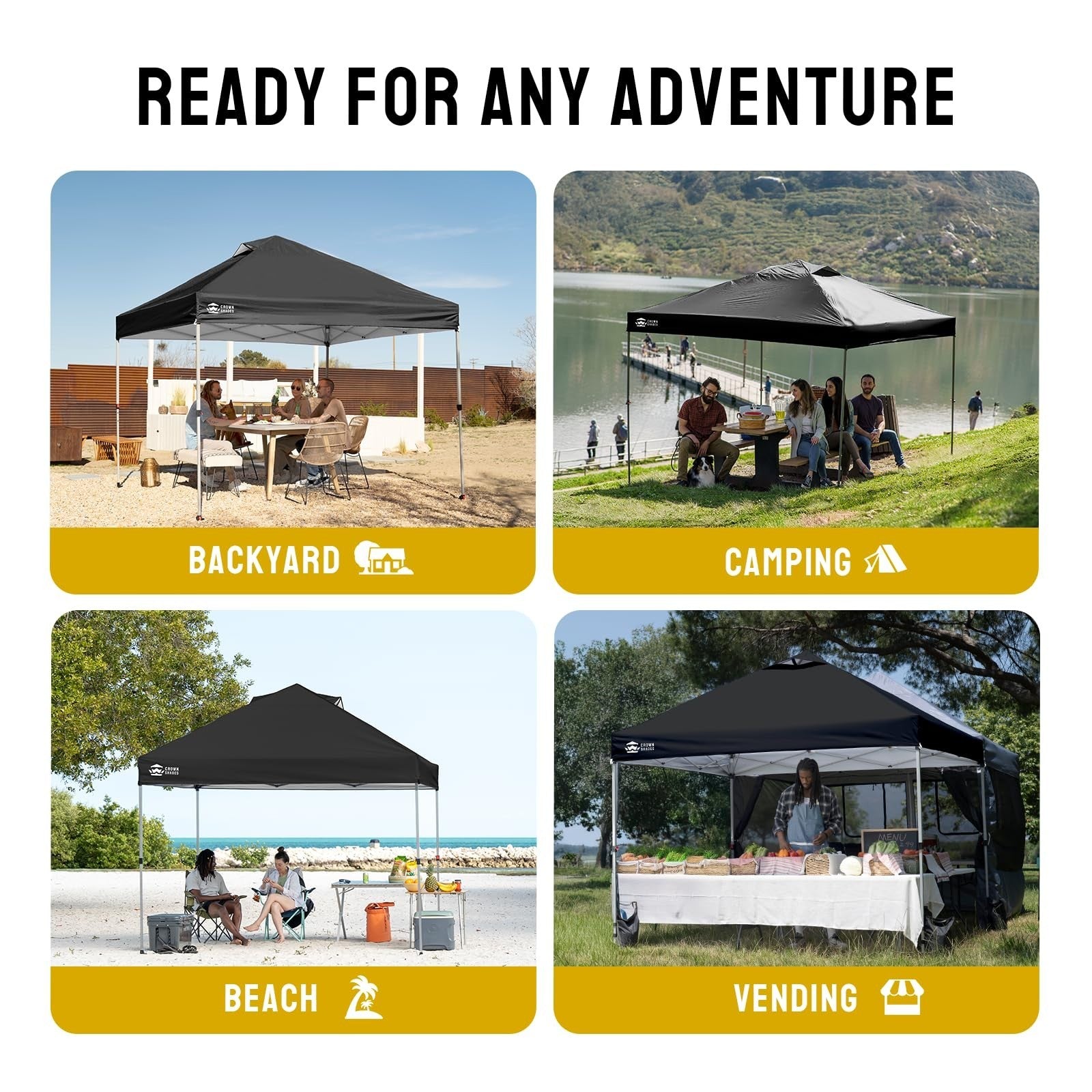 12x12 Pop Up Canopy Tent   Easy Setup, Outdoor Sun Shade for Events, Parties, Ca4