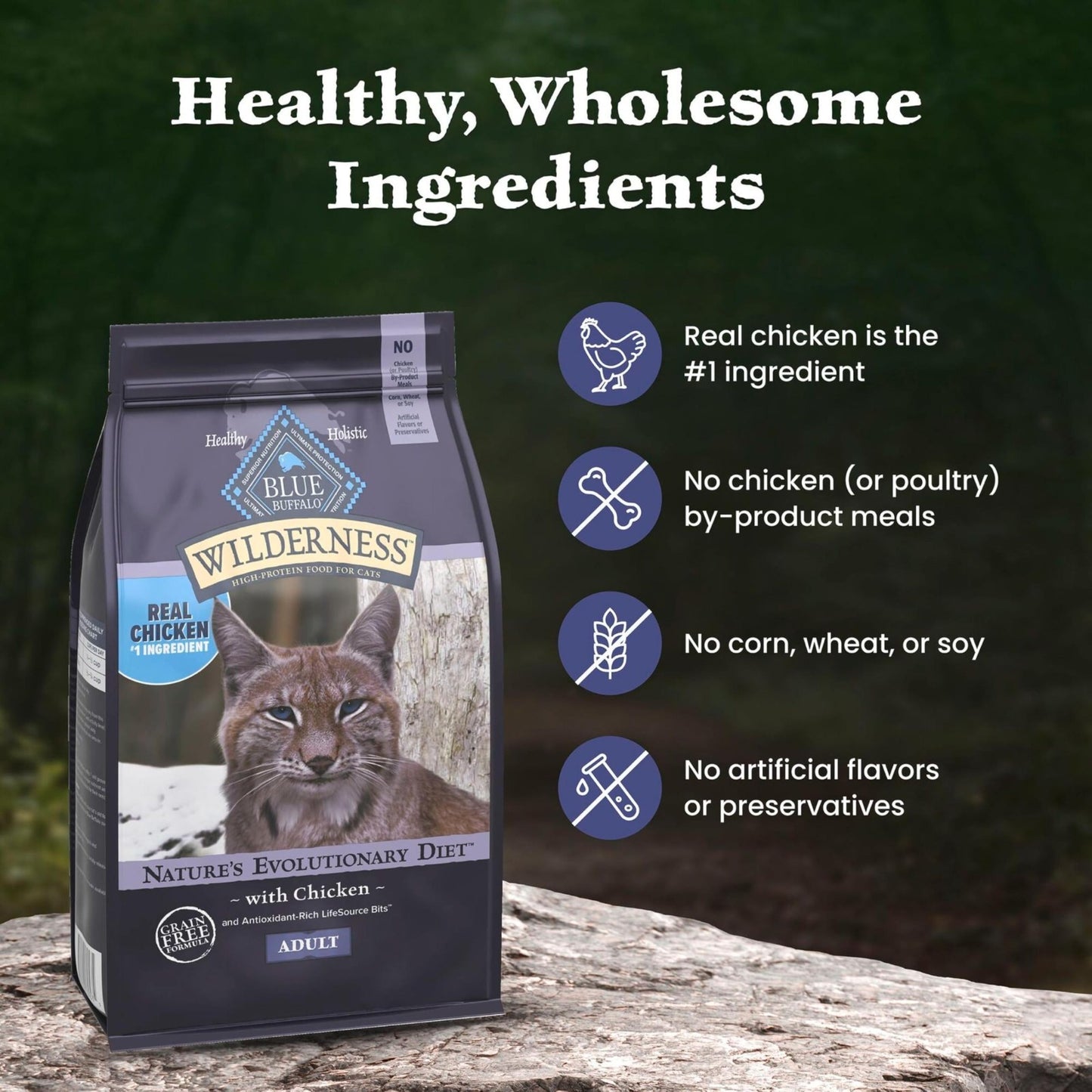 Grain Free Chicken Dry Cat Food for Adults, High Protein, 15 lb Bag5