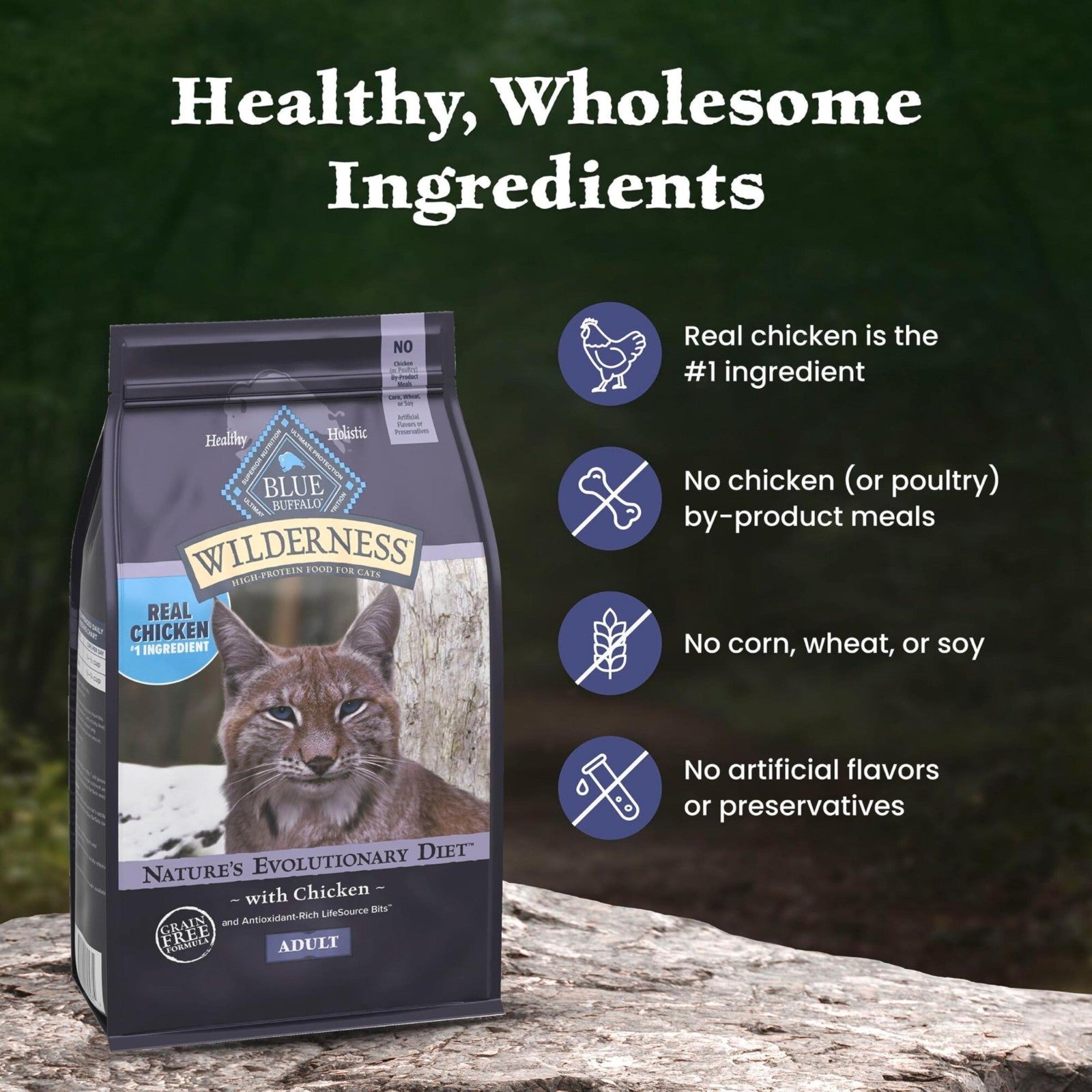 Grain Free Chicken Dry Cat Food for Adults, High Protein, 15 lb Bag5