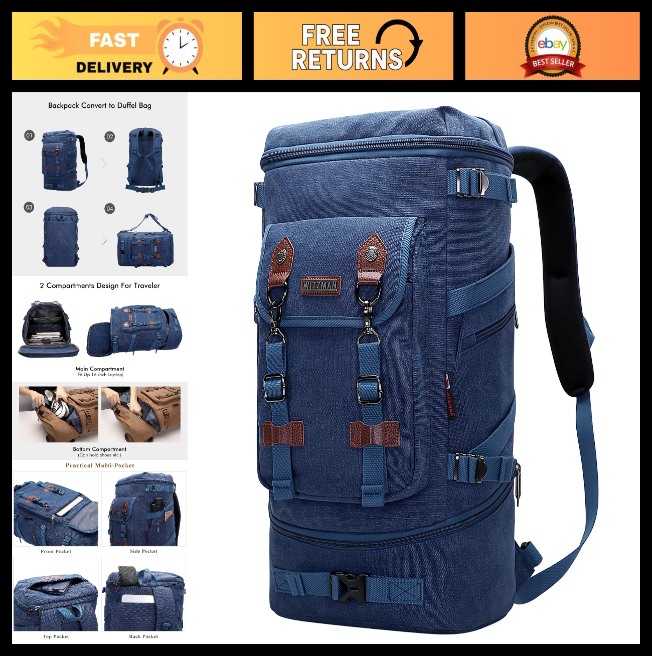 Travel Backpack for Men & Women   Airline Approved Carry On, Durable & Stylish0