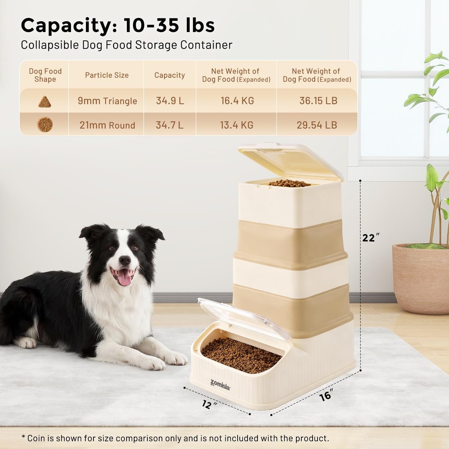 Collapsible Dog Food Storage Container 30 40lbs, FIFO Design, Airtight & Durable2
