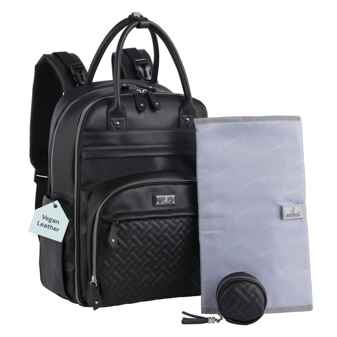 Stylish Leather Diaper Bag Backpack   Multi Function Baby Travel Bag with Changi1