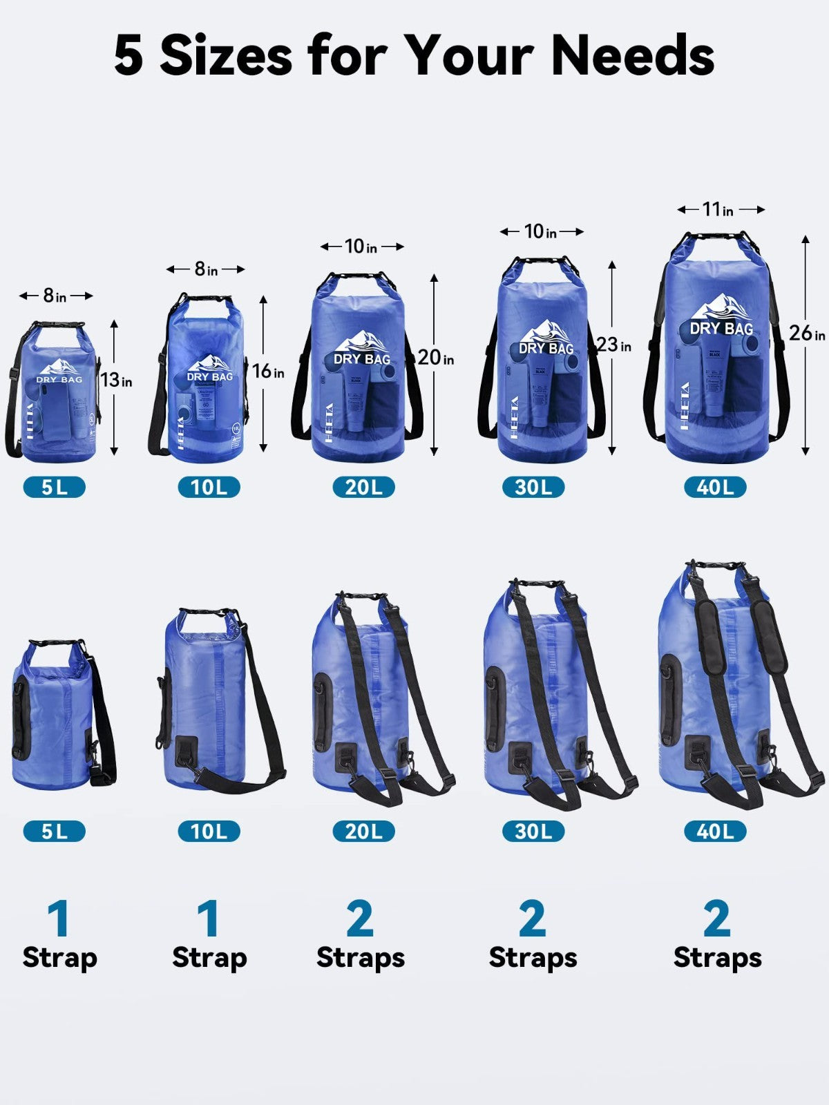 Waterproof Dry Bag for Travel, Swimming, Kayaking - Lightweight Roll Top Backpac2