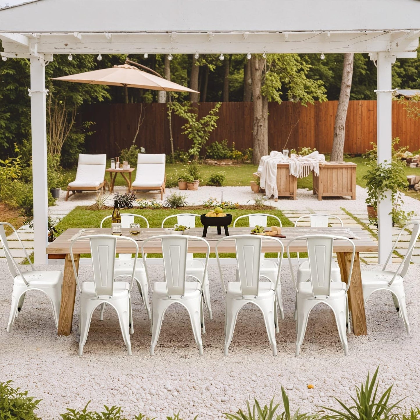 Stackable Metal Dining Chairs Set of 4   Chic Bistro Cafe Side Chairs for Indoor1