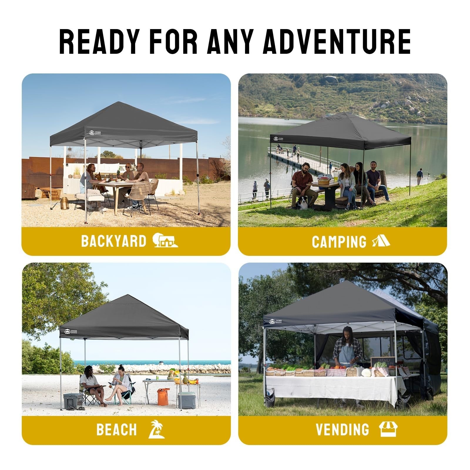 8x8 Pop Up Canopy Tent   One Push Setup, Easy Outdoor Sun Shade for Events, Part4