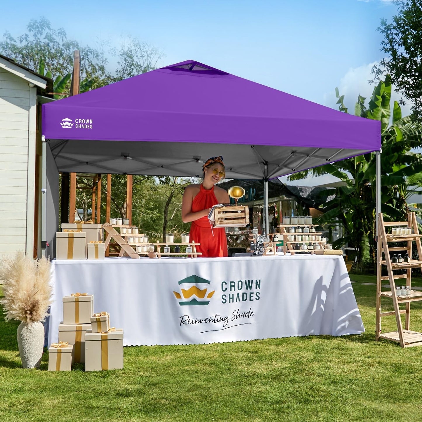 10x10 Pop Up Canopy Tent with Side Wall, Easy Setup Outdoor Gazebo, Beach Shade,2