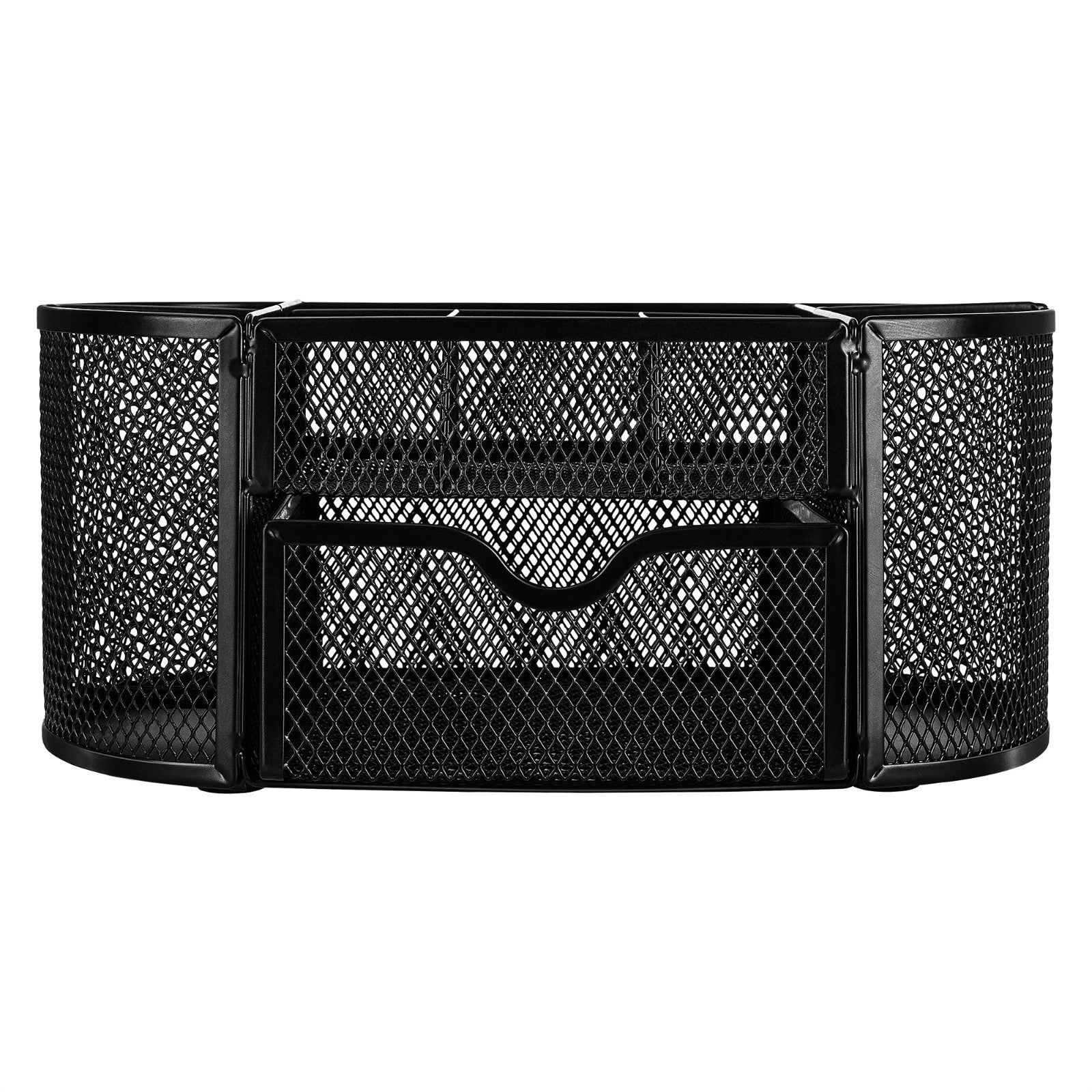 Mesh Desk Organizer with Pen Holder, Pullout Drawer, Office Caddy   Black 9.25"x4