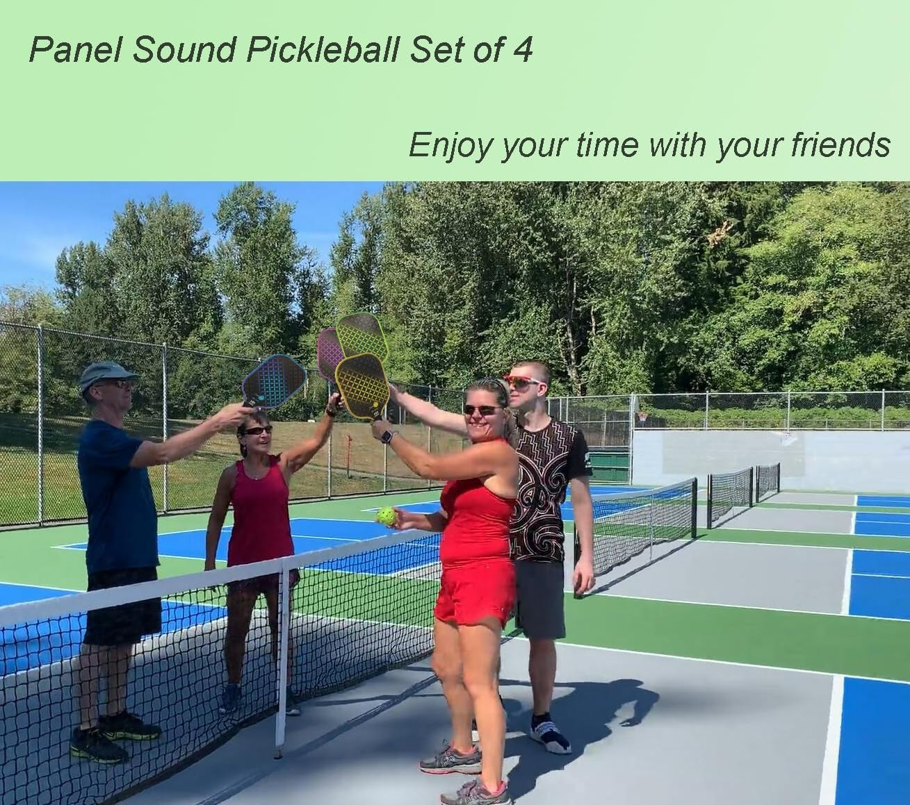 USAPA Approved Pickleball Paddle Set - 2 or 4 Rackets, Fiberglass, 4 Balls & Cas5