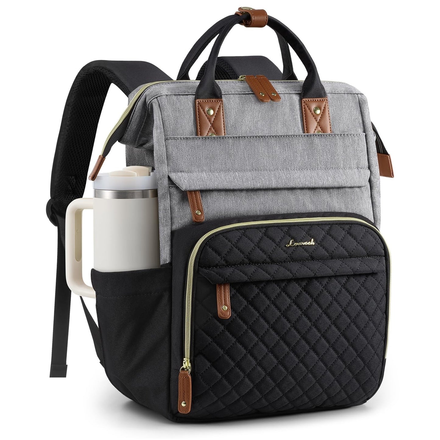 Quilted Laptop Backpack for Women   Stylish Teacher & Nurse Work Bag Purse1