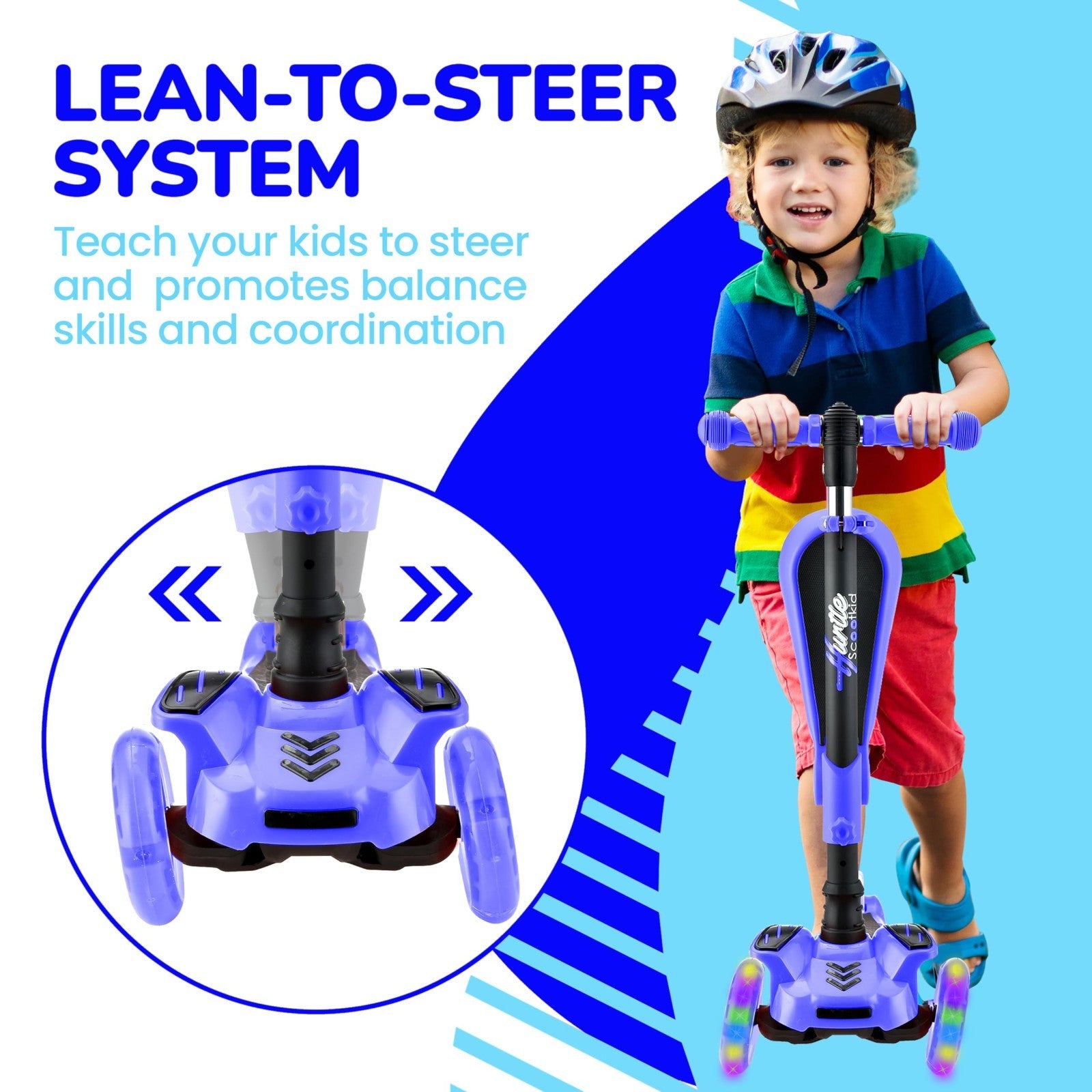 3-Wheeled Kids Scooter with LED Lights, Adjustable Handlebar, Foldable Seat, Bra6