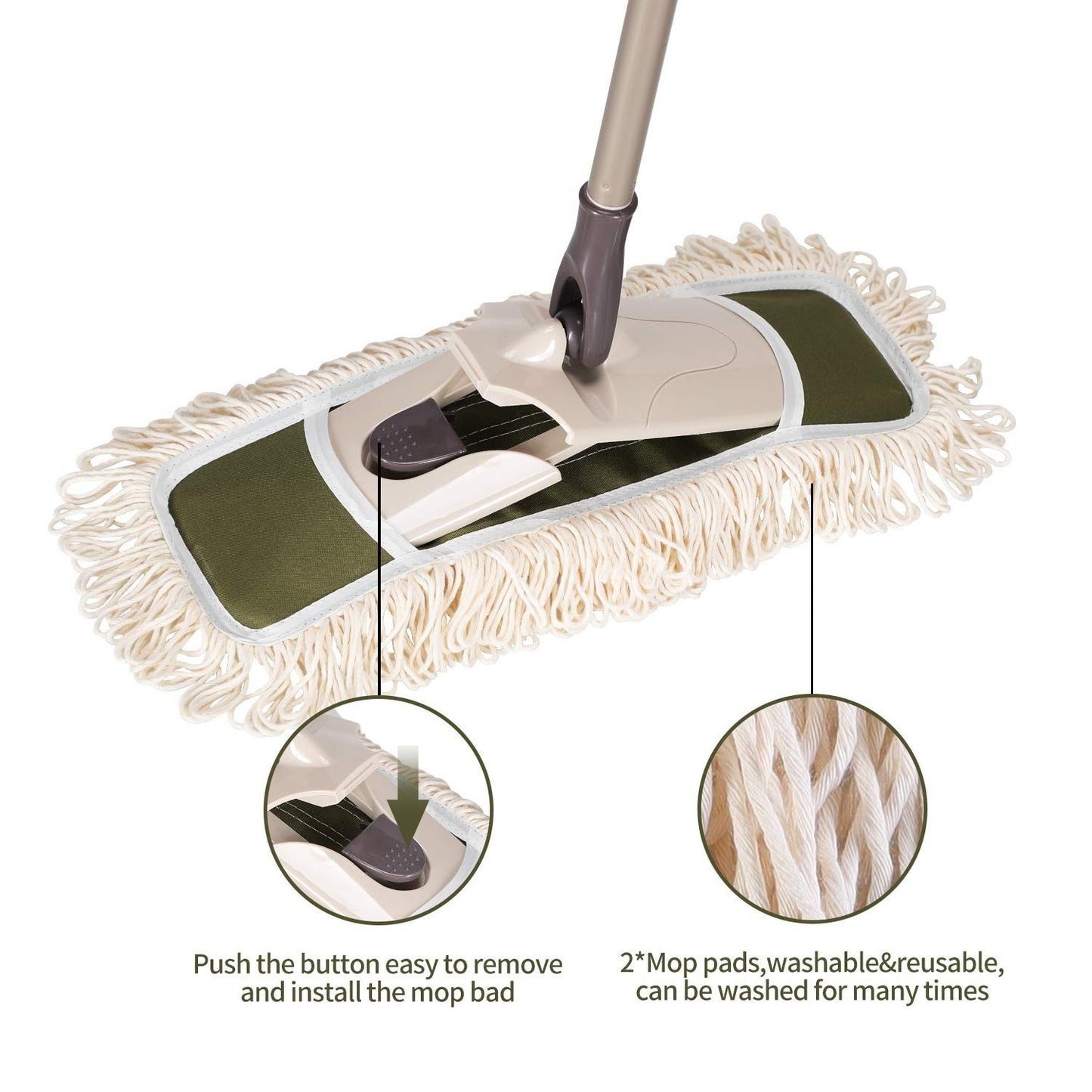 Microfiber Dust Mop with 2 Pads - Quick Swap for Home & Commercial Cleaning6