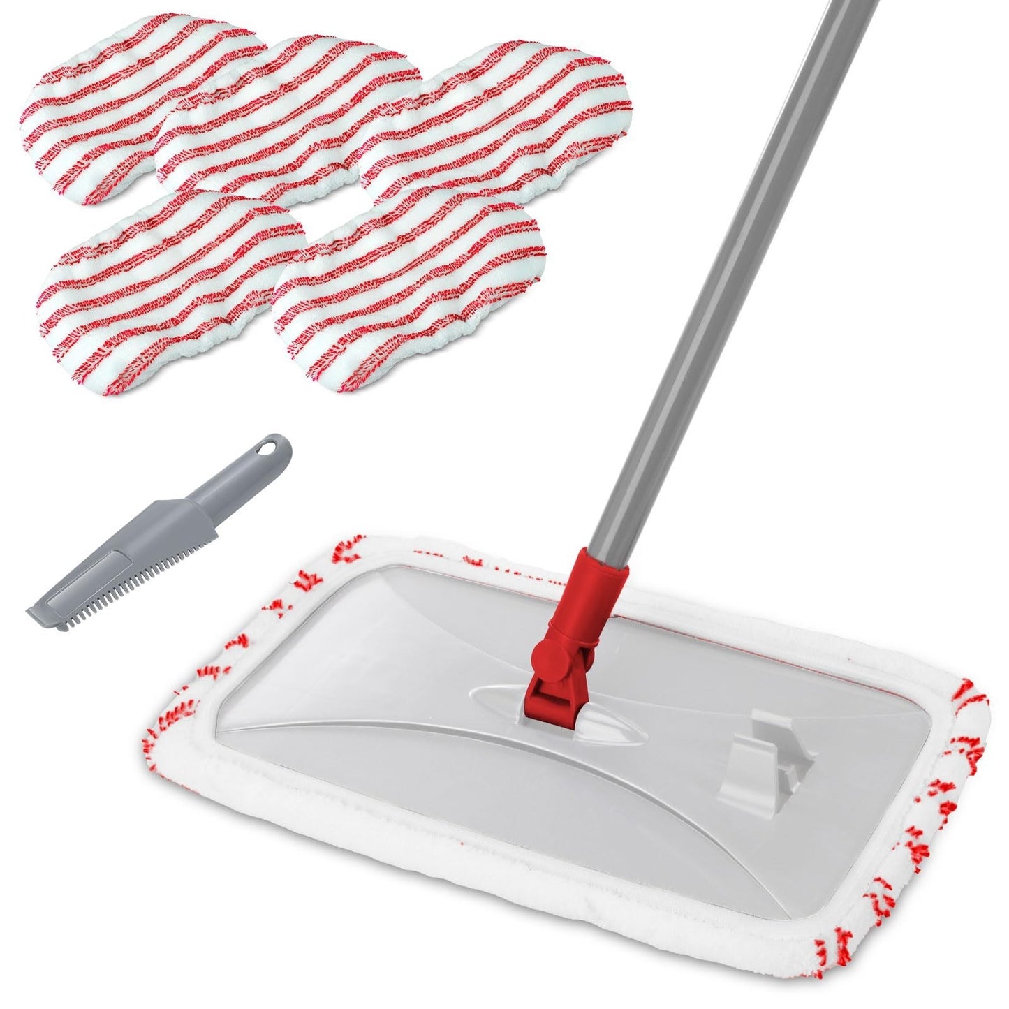 Extra Large Microfiber Flat Mop 16" with 5 Pads & Scraper for Wet/Dry Floor Clea1