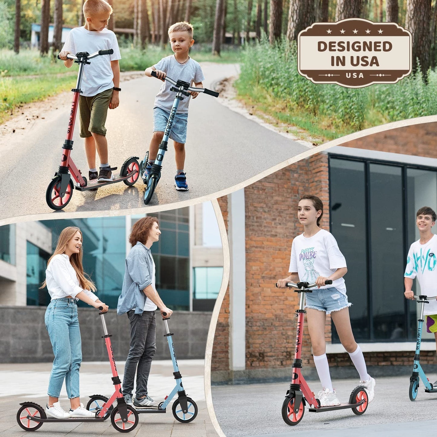 Kick Scooter for Kids, Teens & Adults - 8" Big Wheels, 240lb Capacity, Ages 6+4