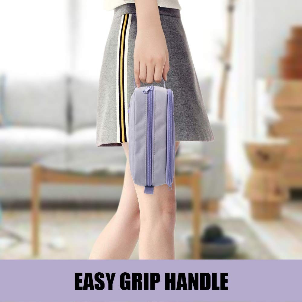 High Capacity Pencil Case Organizer   Big Pouch with Easy Grip Handle, Purple3