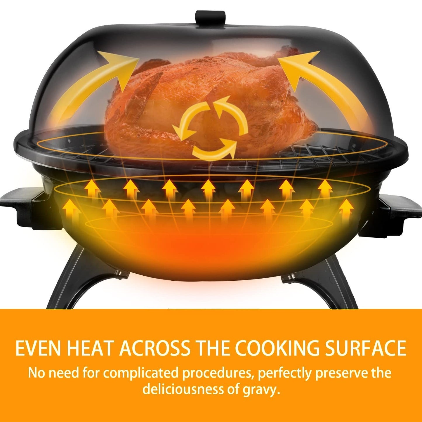 Portable Electric BBQ Grill 1600W for Outdoor Parties, Double Layer Design, 15-S4