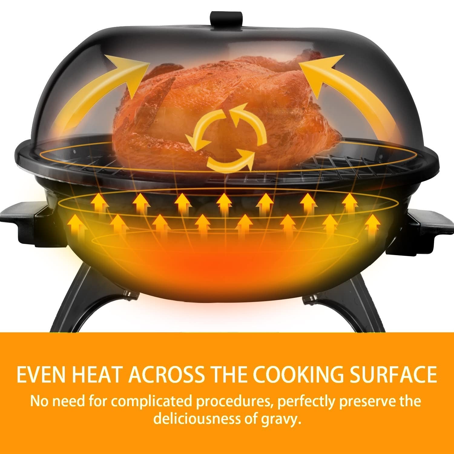 Portable Electric BBQ Grill 1600W for Outdoor Parties, Double Layer Design, 15-S4
