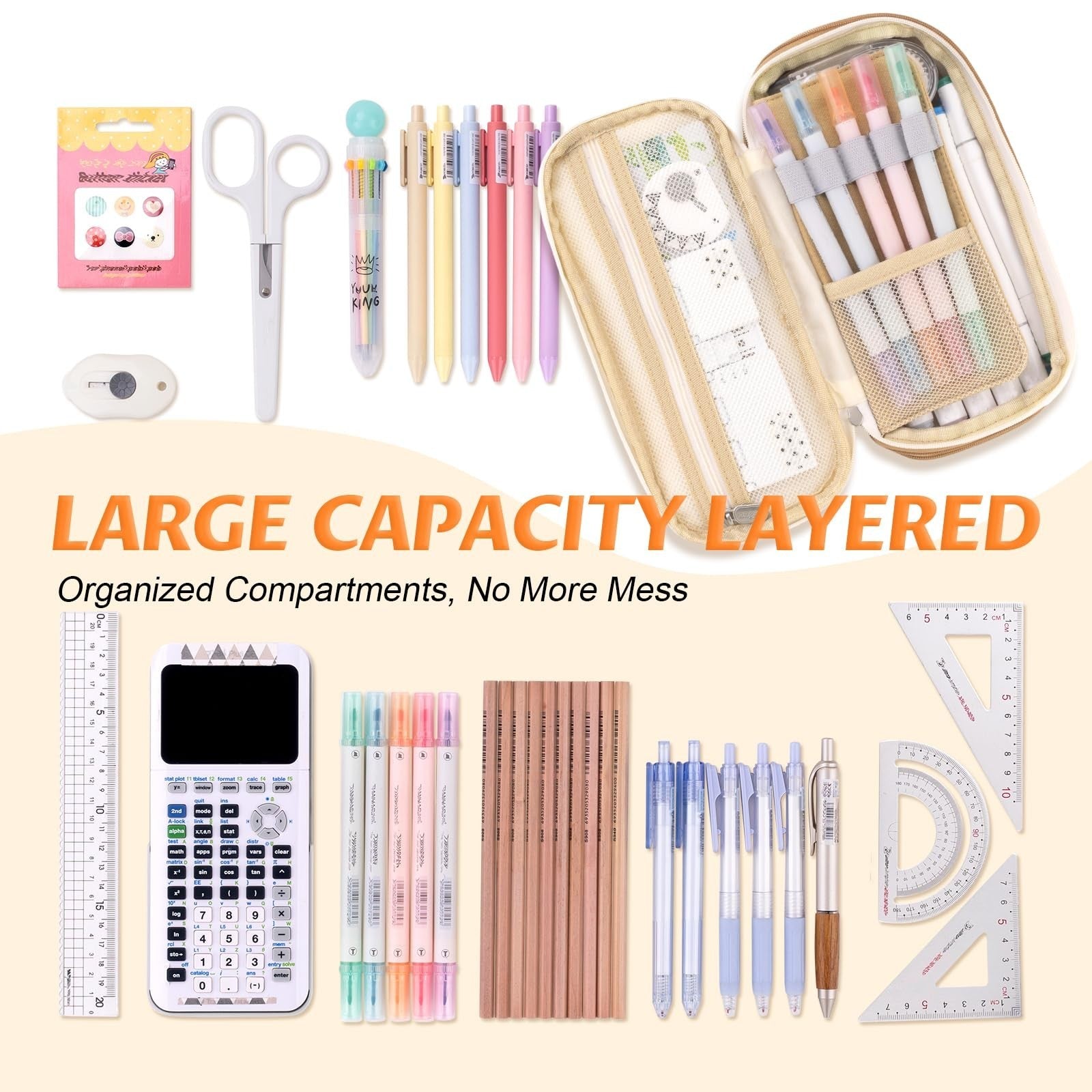 Large Capacity Pencil Case   Big Storage Organizer for Office, College, School  4
