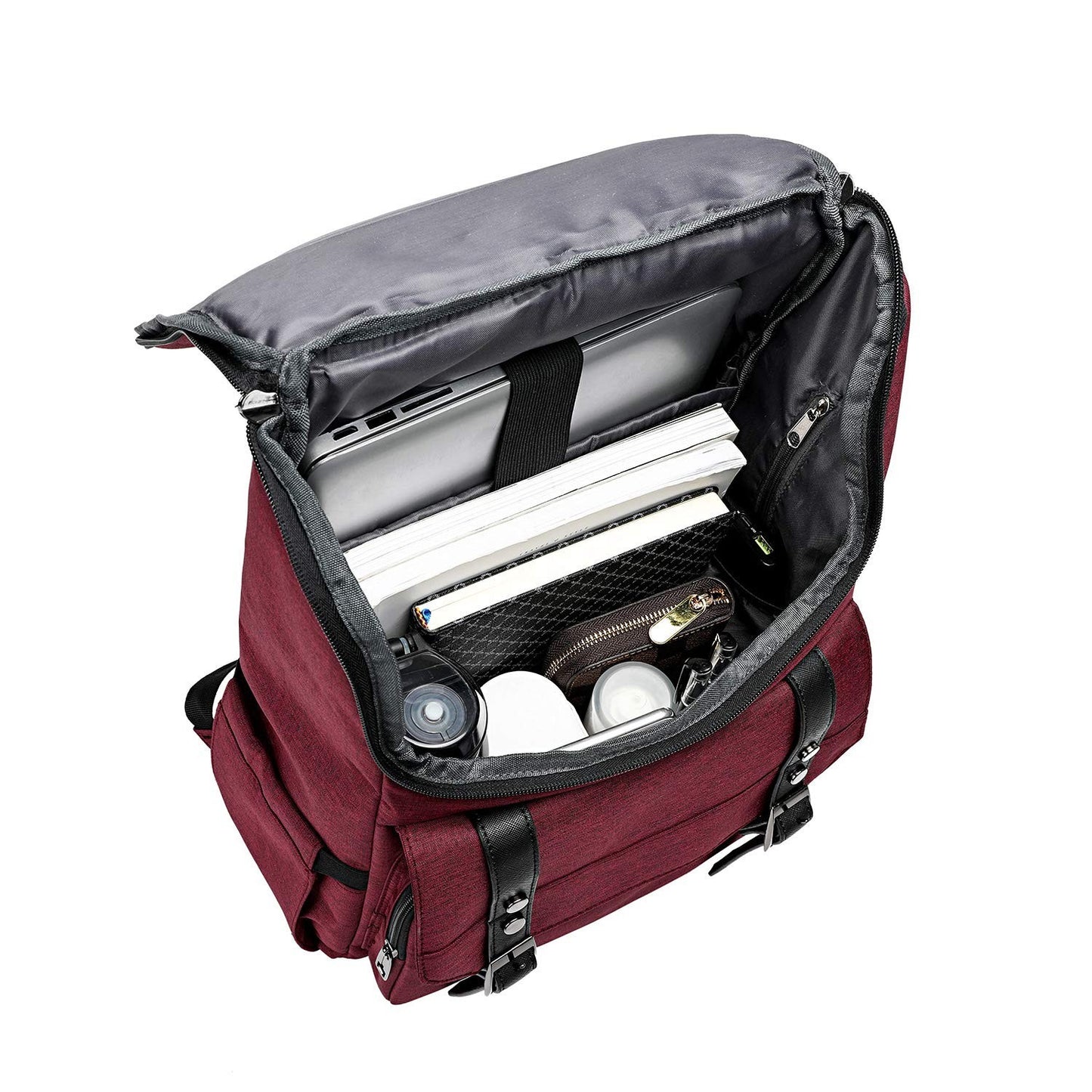 Vintage Travel Laptop Backpack with USB Charging Port for 15.6" Laptops - Red4