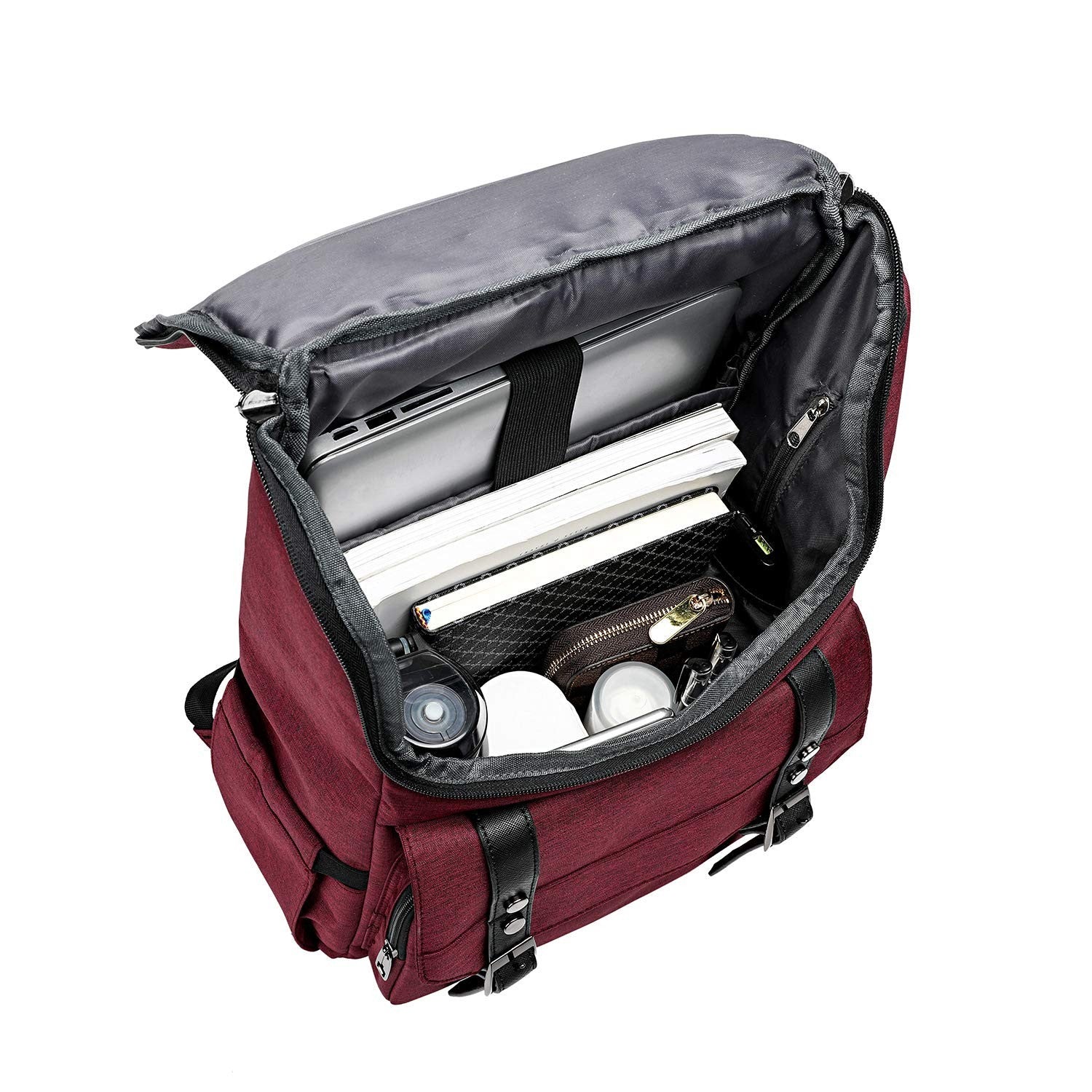 Vintage Travel Laptop Backpack with USB Charging Port for 15.6" Laptops - Red4