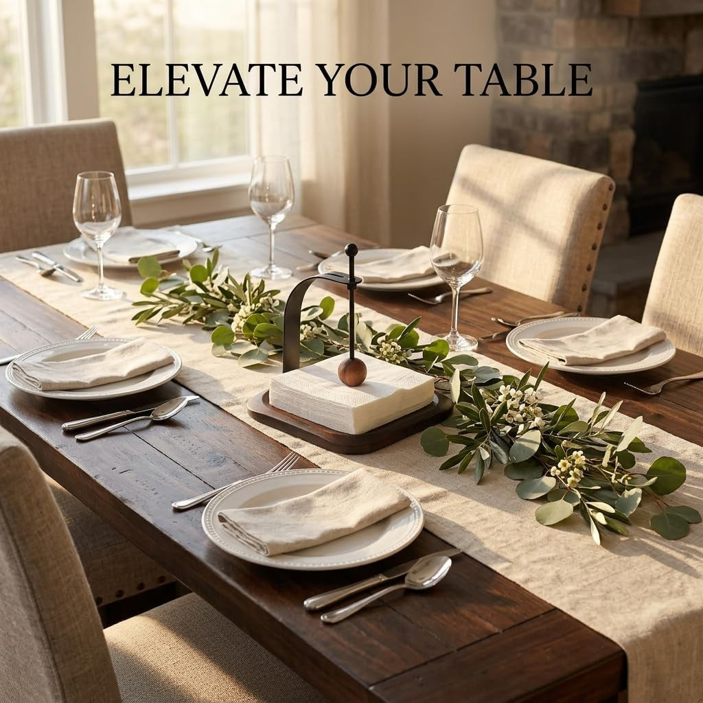 Wood Napkin Holder for Table - Stylish Paper Napkin & Cocktail Holder for Home,2
