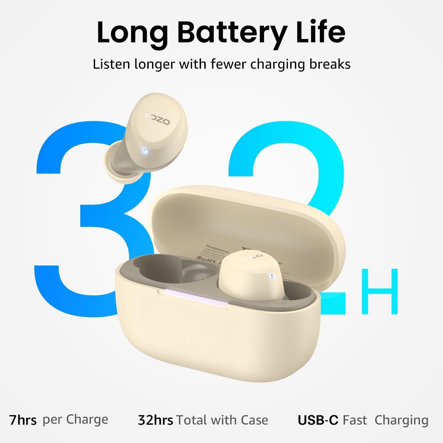 Wireless Earbuds Bluetooth 5.3   Lightweight, IPX5 Waterproof, AI Call Mics, Pre3