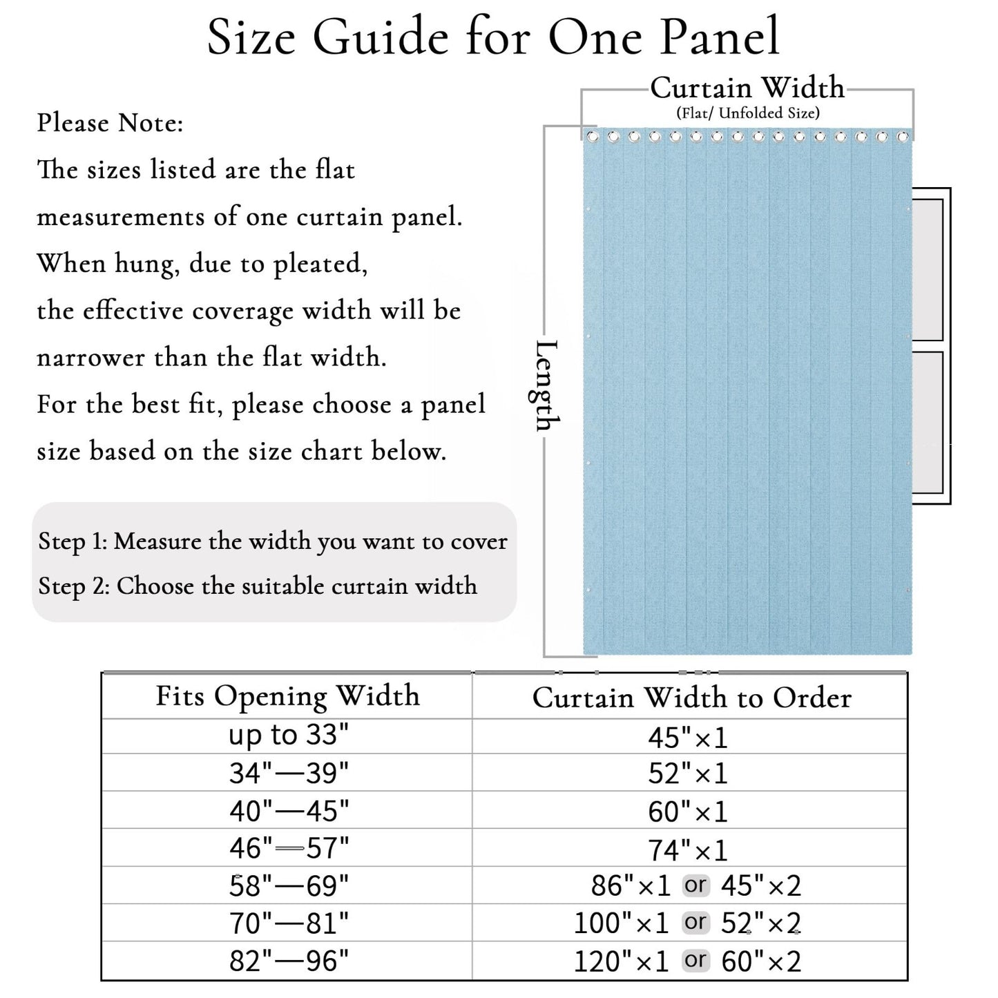 100% Blackout Magnetic Curtain Panel for Closet Door, Laundry, Hallway, 45x80" B1