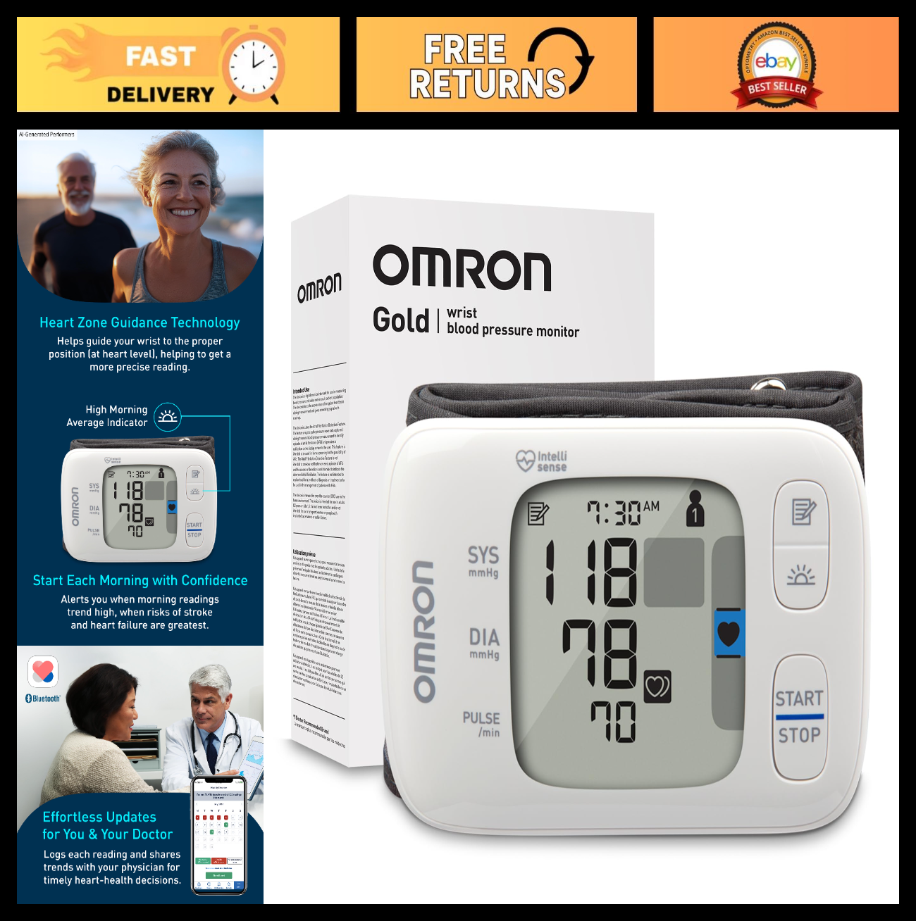 Wireless Wrist Blood Pressure Monitor   Clinically Validated, Home Use, Connect0